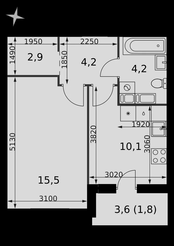 1-комнатная, 38,7 м² — 6 466 770 ₽