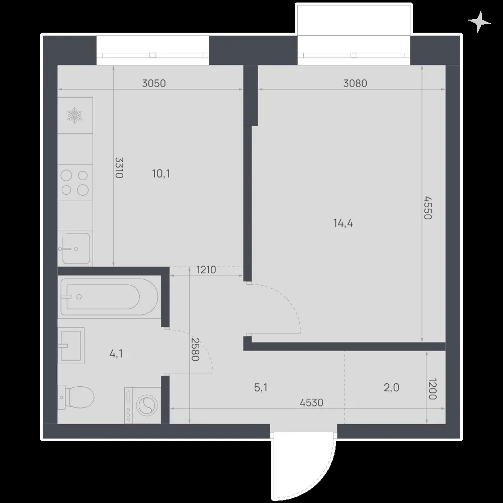 1-комнатная, 35,7 м² — 7 481 921 ₽