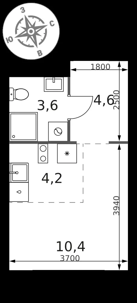 Студия, 22,8 м² — 6 995 040 ₽