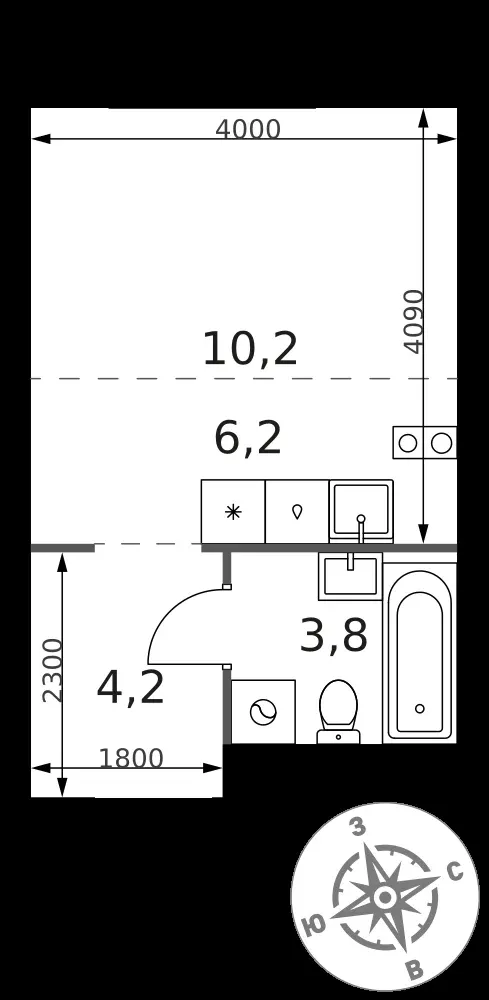 Студия, 24,4 м² — 7 424 920 ₽