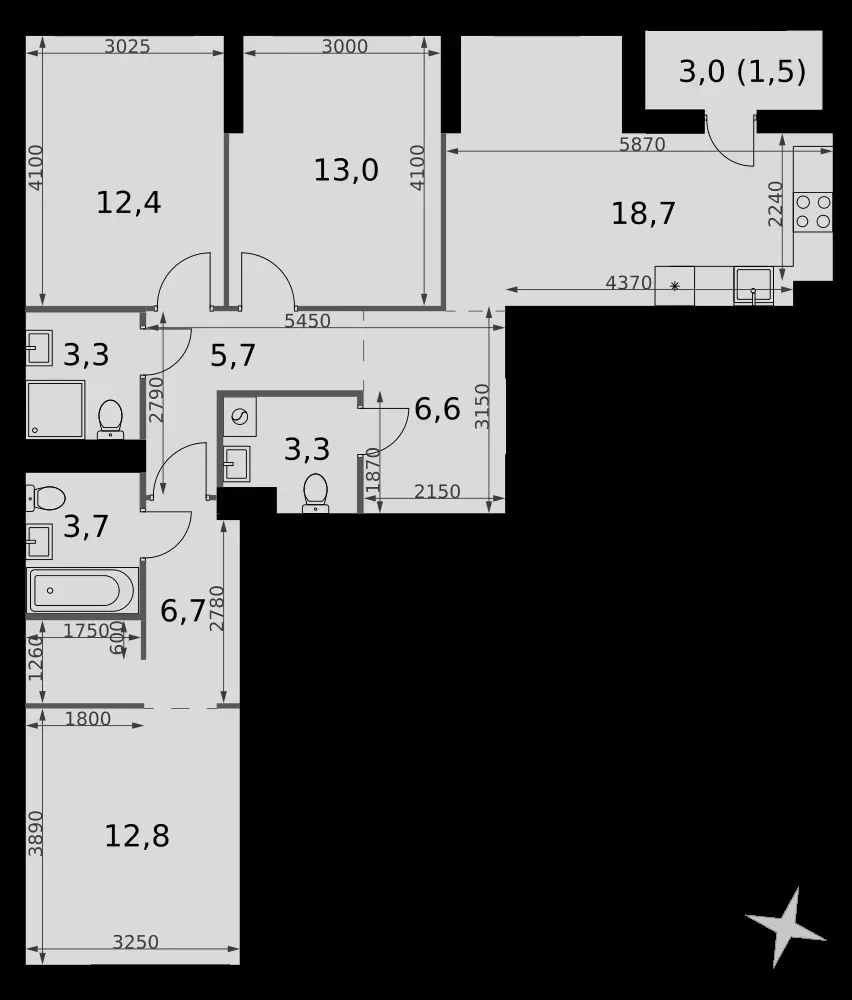 4-комнатная, 87,7 м² — 29 438 347 ₽