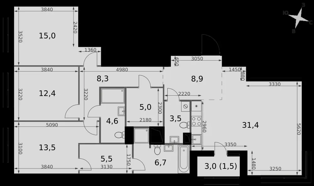 4-комнатная, 116,3 м² — 35 271 580 ₽