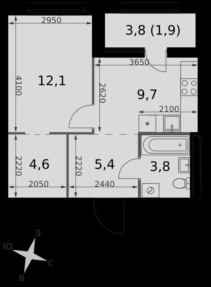 1-комнатная, 37,5 м² — 18 721 125 ₽