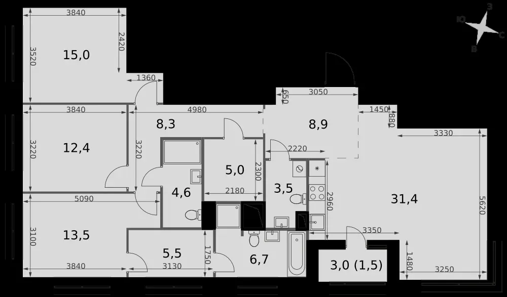4-комнатная, 116,3 м² — 38 395 398 ₽