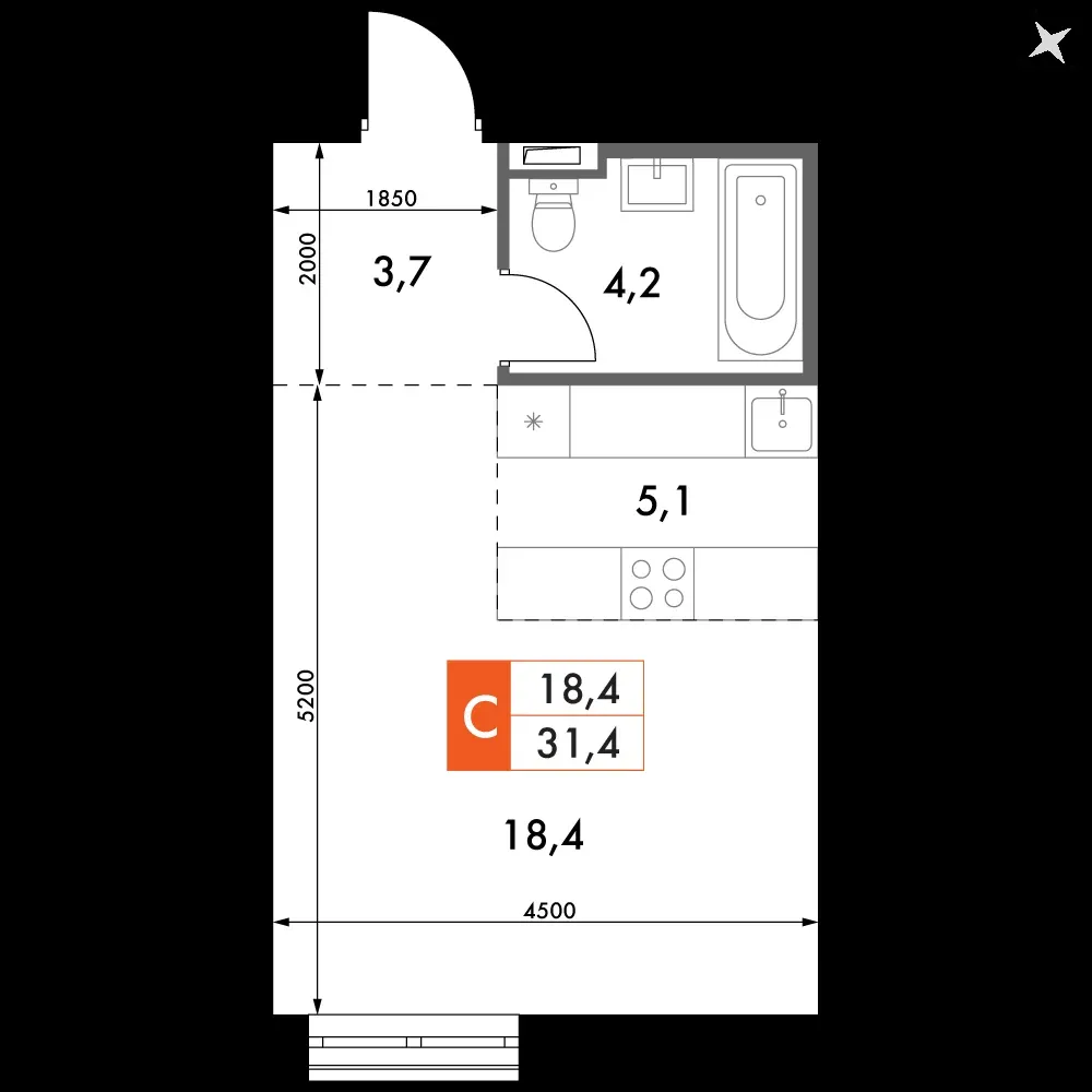 Студия, 31,4 м² — 10 551 849 ₽