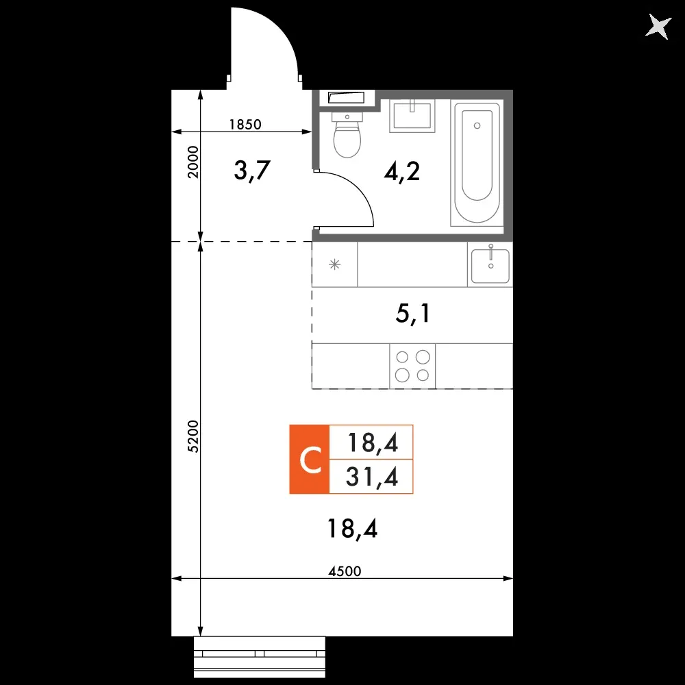 Студия, 31,4 м² — 10 599 577 ₽