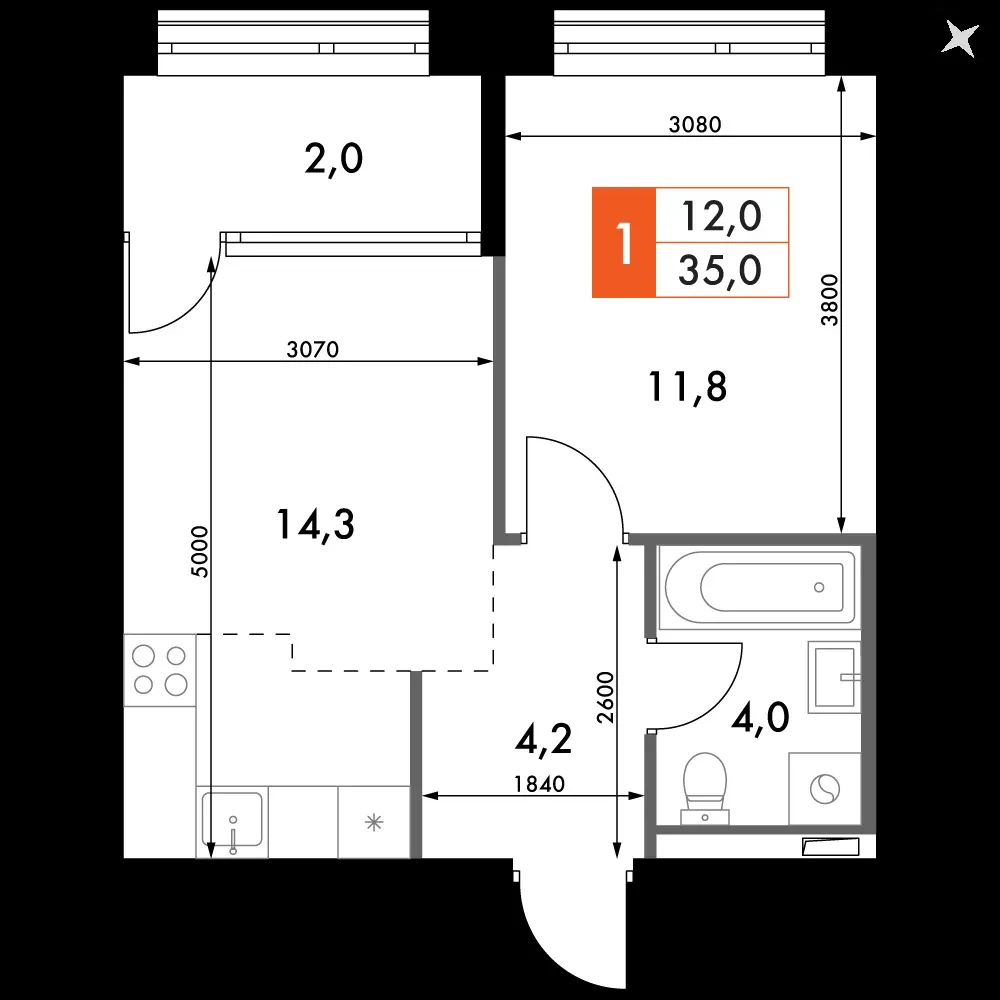 1-комнатная, 36,3 м² — 12 401 999 ₽