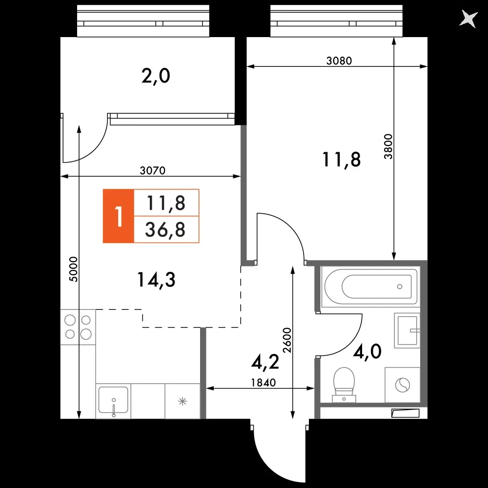 1-комнатная, 36,3 м² — 12 485 852 ₽