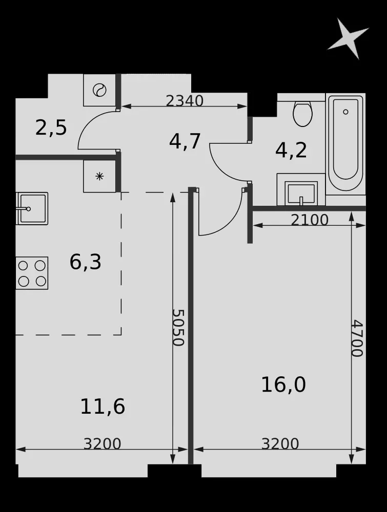 2-комнатная, 45,3 м² — 25 349 880 ₽
