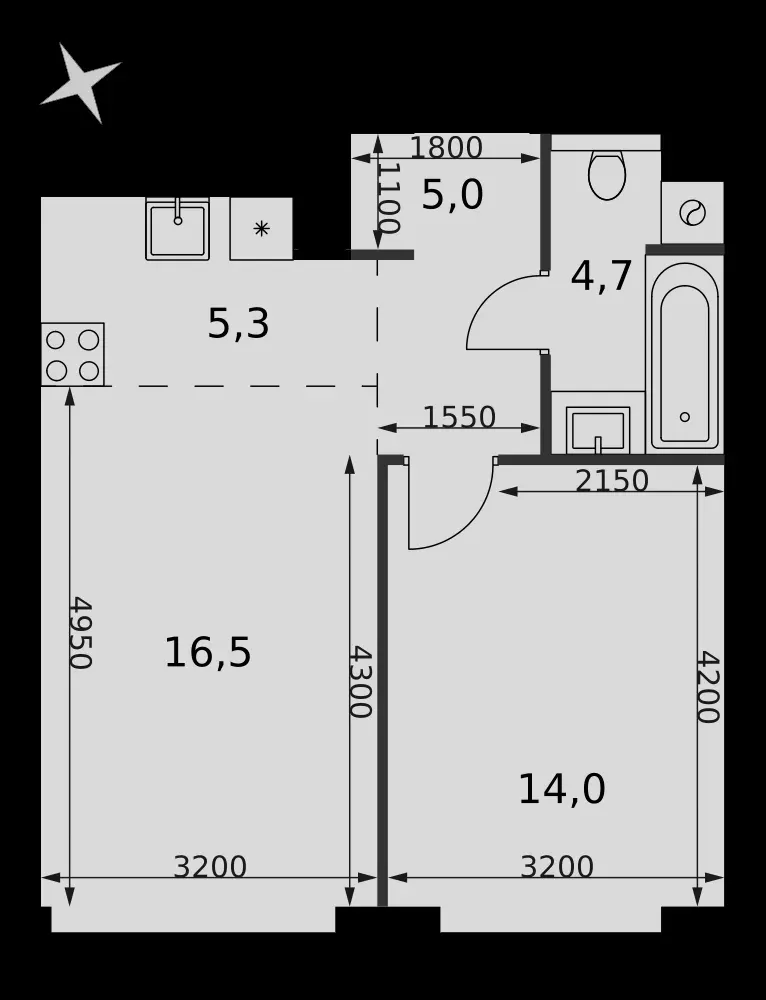 2-комнатная, 45,5 м² — 25 370 800 ₽