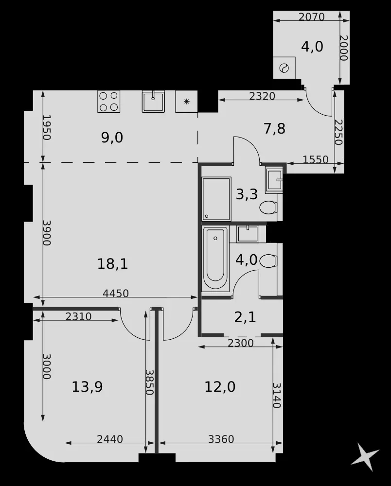3-комнатная, 74,2 м² — 38 984 680 ₽