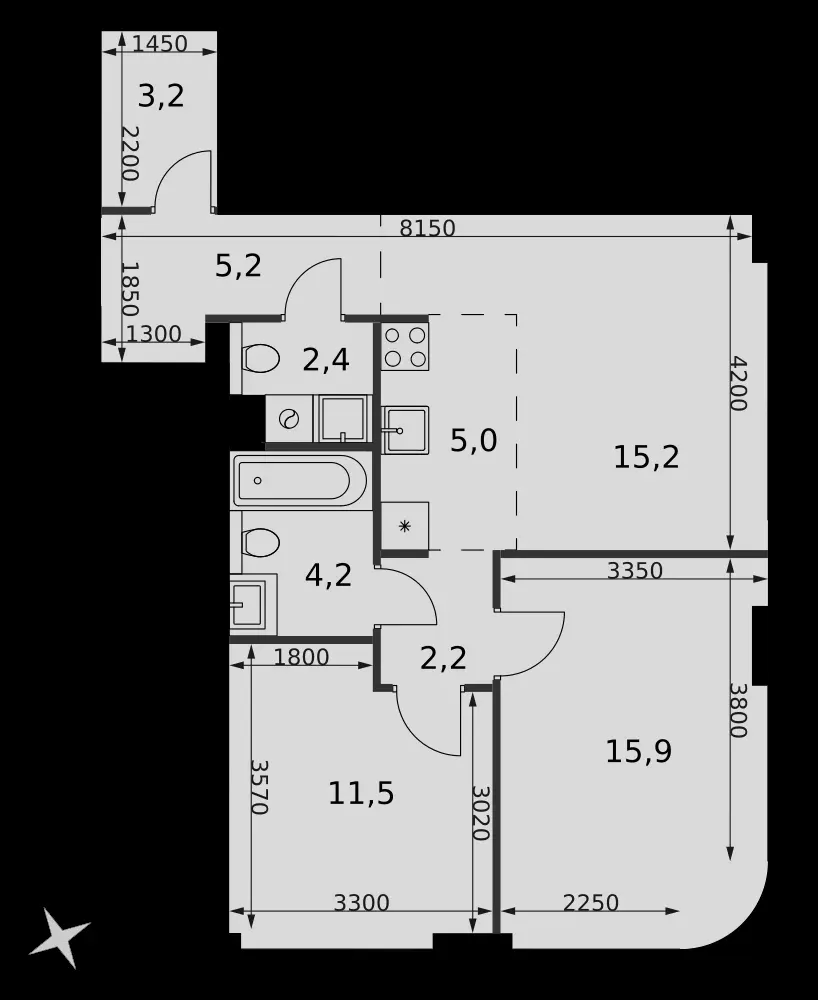 3-комнатная, 64,8 м² — 34 288 920 ₽