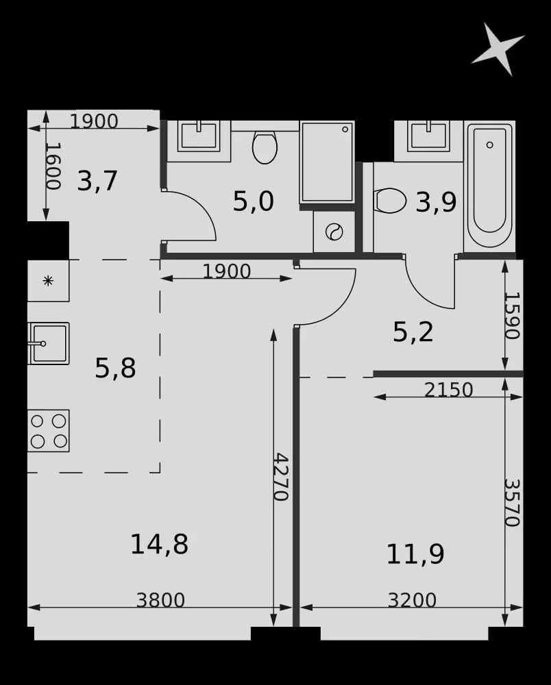 2-комнатная, 50,3 м² — 33 316 205 ₽