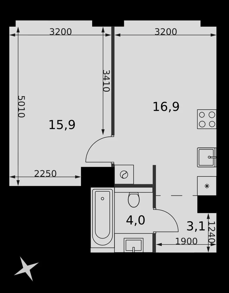 1-комнатная, 39,9 м² — 28 179 375 ₽