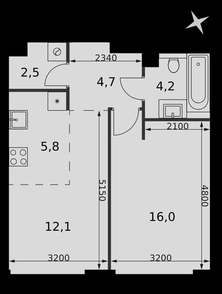 2-комнатная, 45,3 м² — 29 381 580 ₽