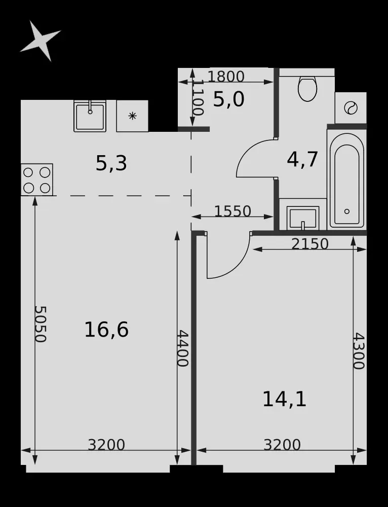 2-комнатная, 45,7 м² — 29 663 870 ₽