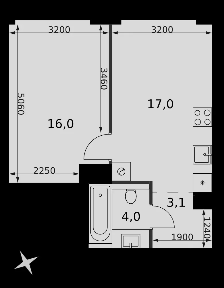 1-комнатная, 40,1 м² — 28 972 250 ₽