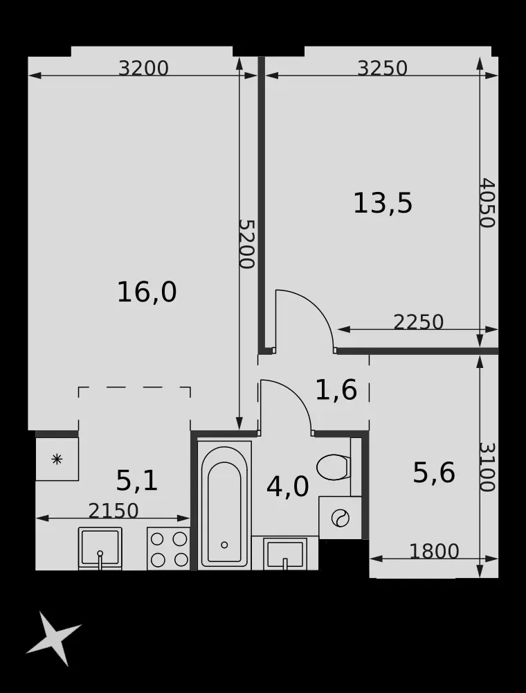 2-комнатная, 45,8 м² — 27 976 930 ₽