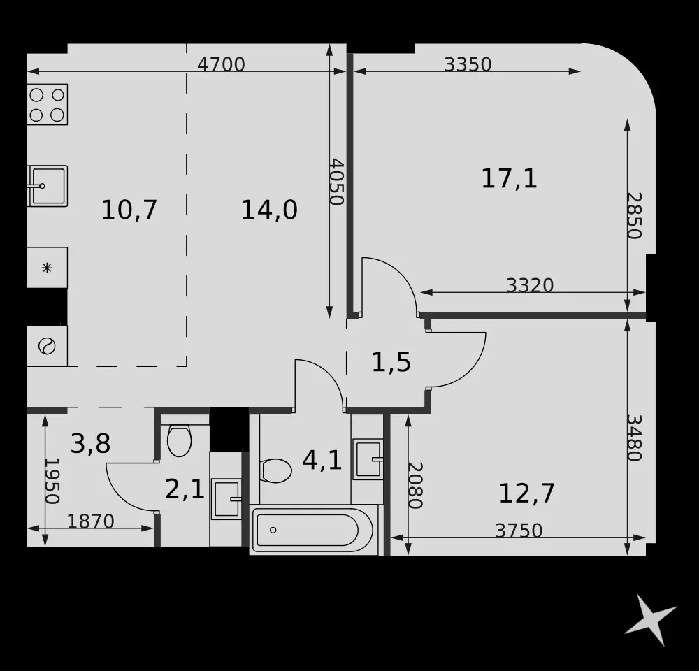 3-комнатная, 66 м² — 35 435 400 ₽