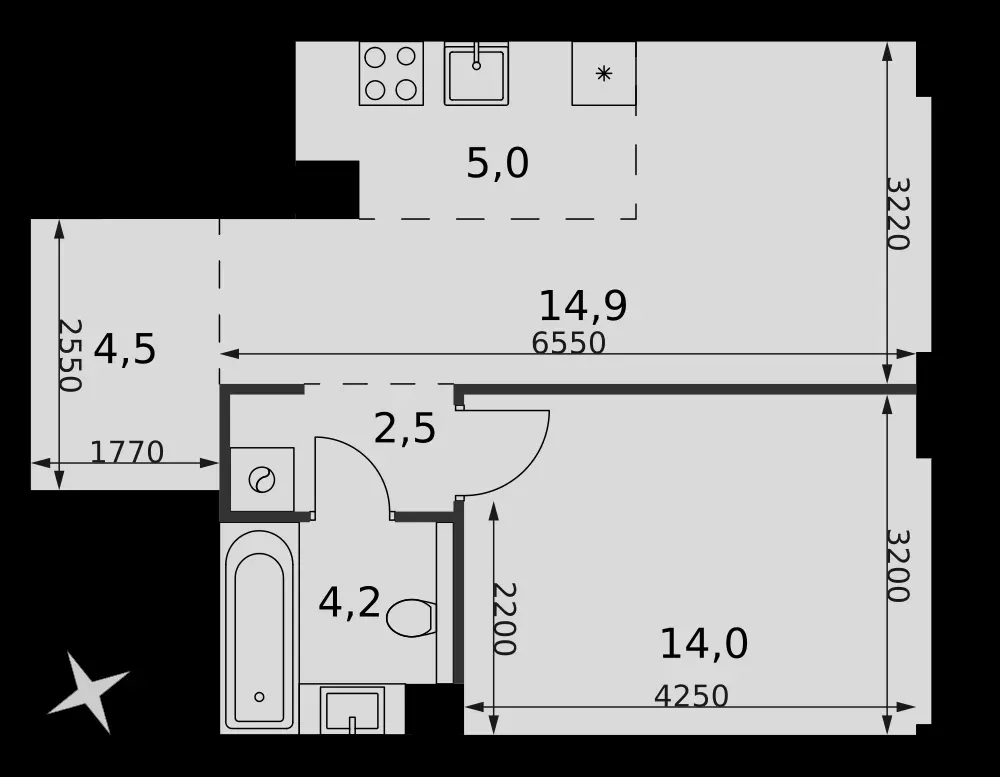 2-комнатная, 45,1 м² — 27 786 110 ₽