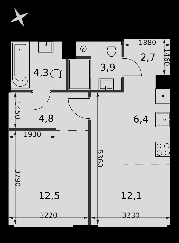 2-комнатная, 46,7 м² — 29 402 320 ₽