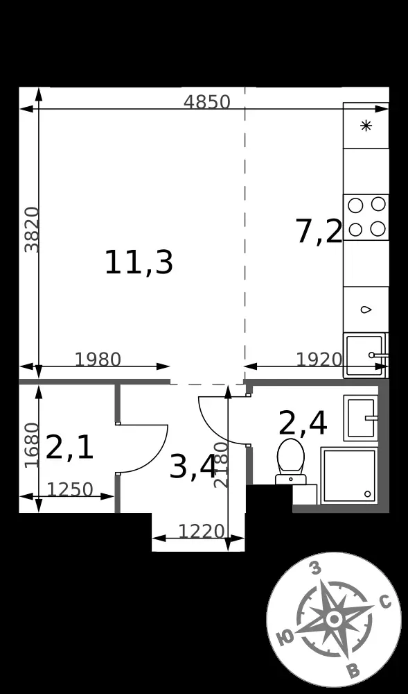 Студия, 26,4 м² — 8 845 637 ₽