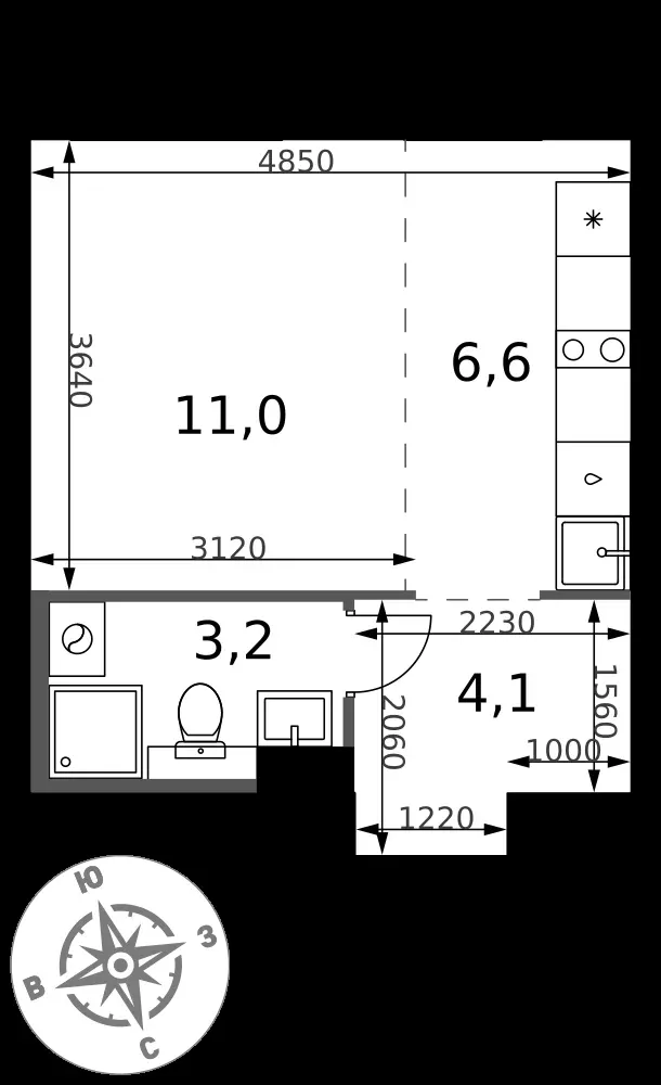 Студия, 24,9 м² — 7 637 826 ₽
