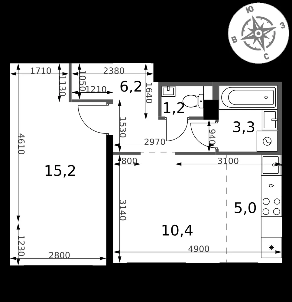 2-комнатная, 41,3 м² — 11 909 475 ₽