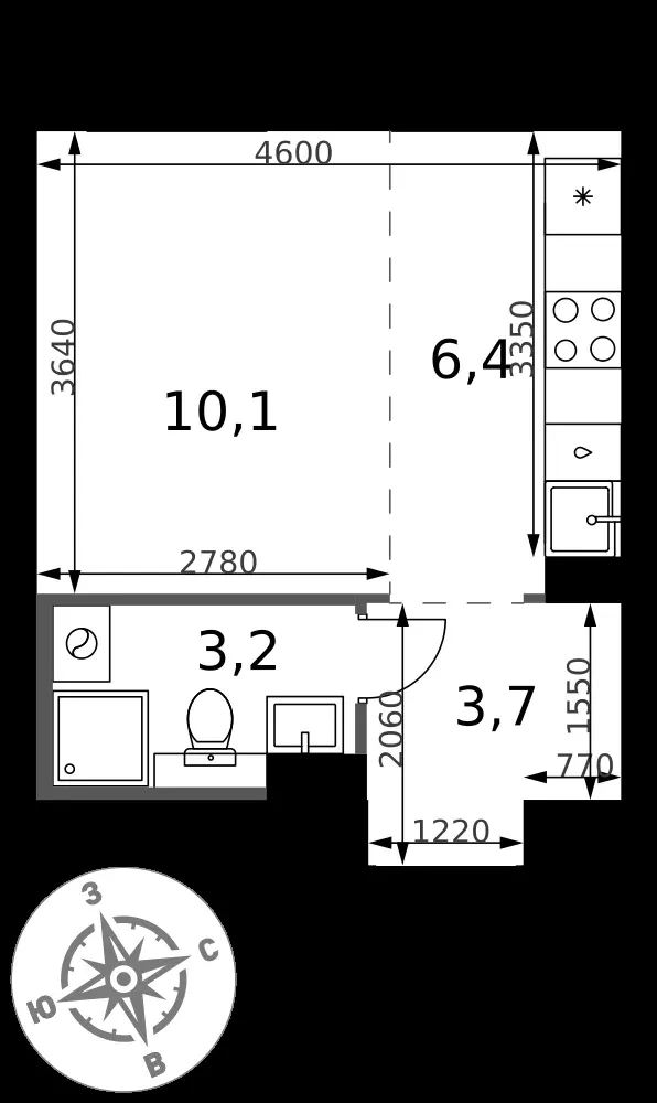 Студия, 23,4 м² — 7 235 046 ₽