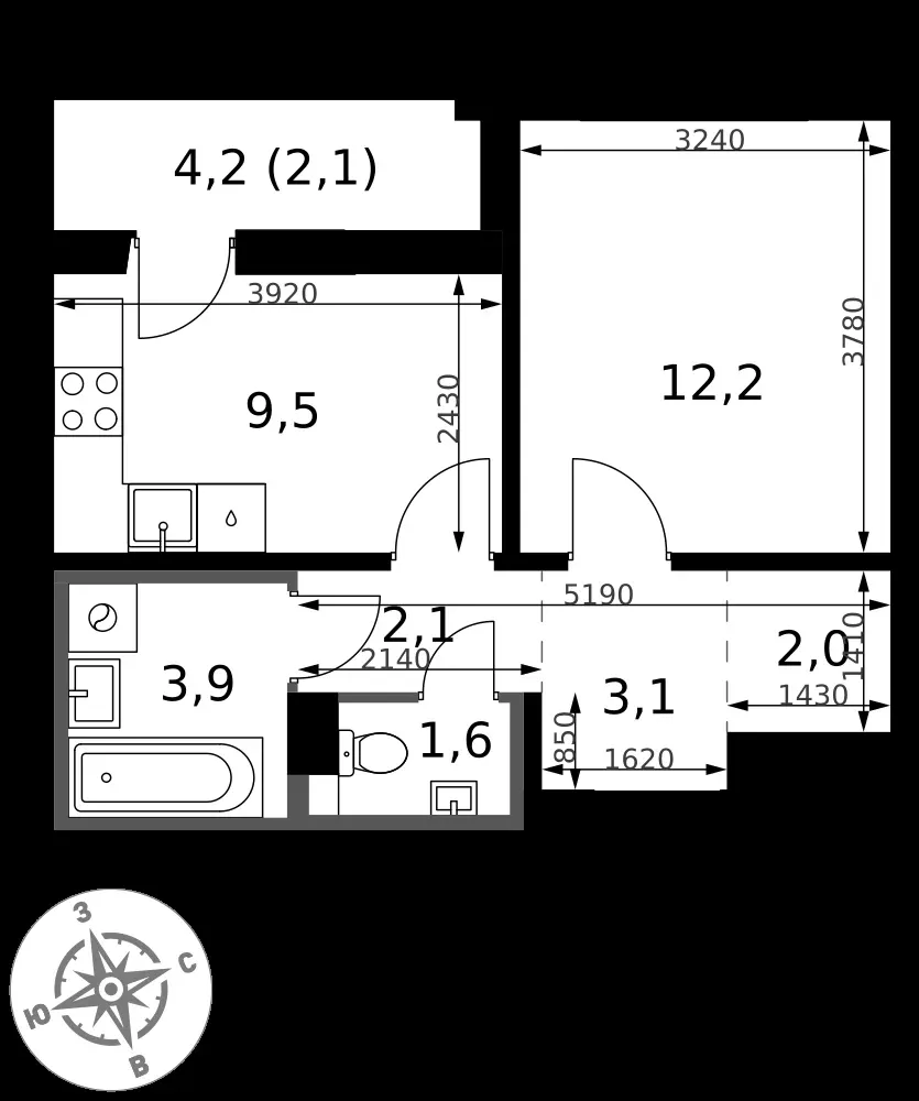 1-комнатная, 36,5 м² — 10 126 487 ₽