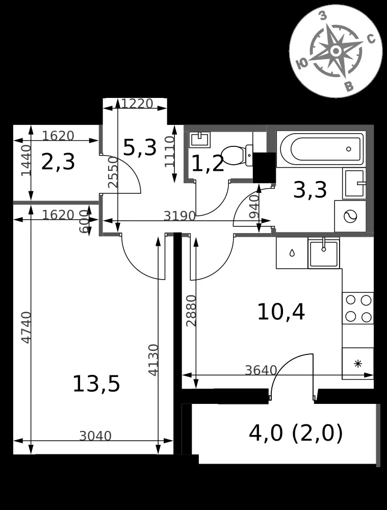 1-комнатная, 38 м² — 10 468 164 ₽