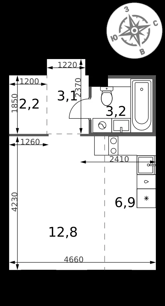 Студия, 28,2 м² — 8 174 729 ₽