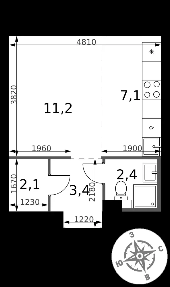 Студия, 26,2 м² — 8 709 299 ₽
