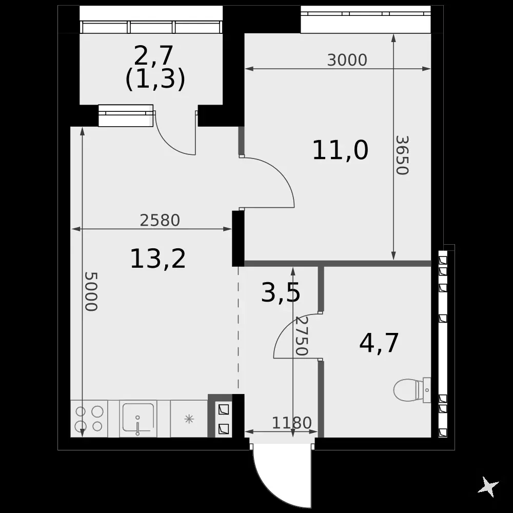 1-комнатная, 45,5 м² — 6 739 347 ₽
