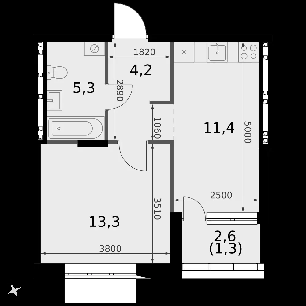 2-комнатная, 53,1 м² — 7 441 046 ₽