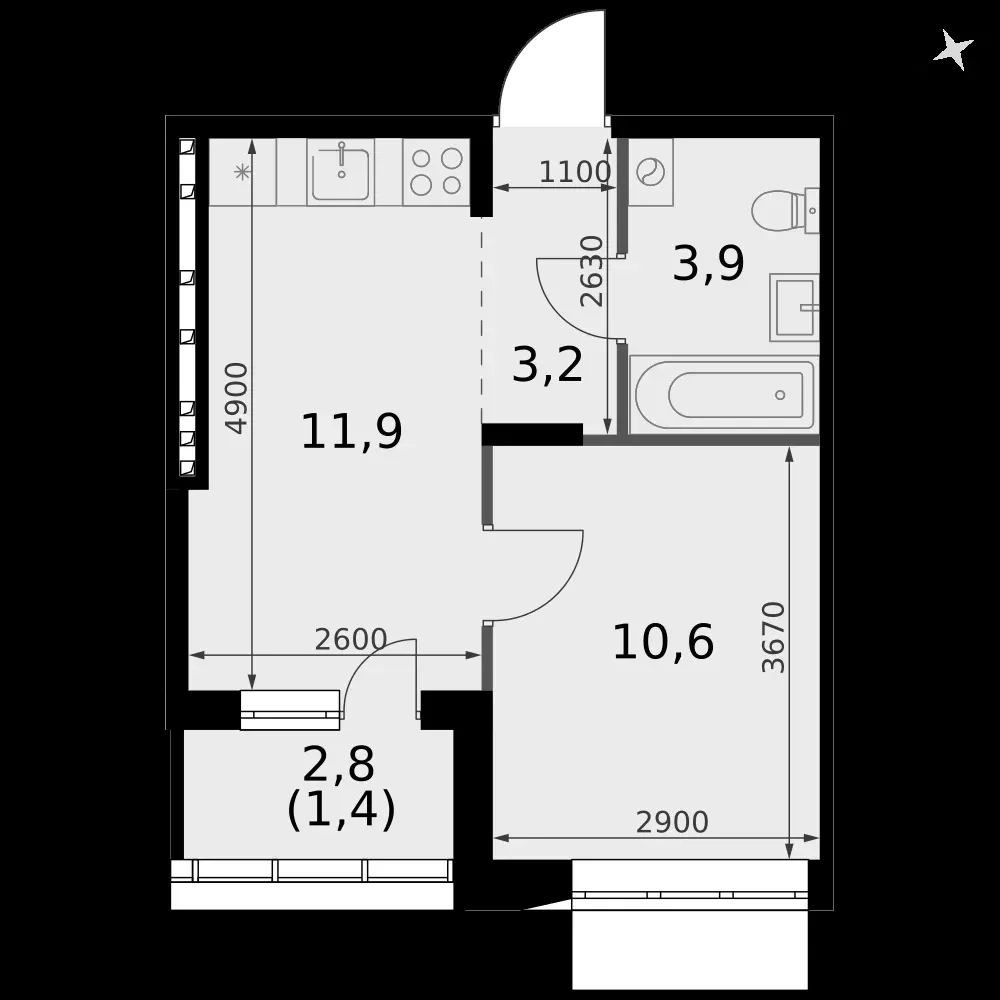 1-комнатная, 31 м² — 4 941 146 ₽