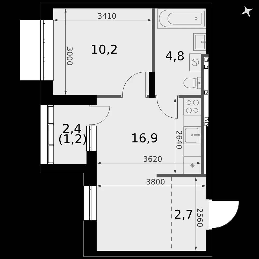 1-комнатная, 35,8 м² — 5 522 508 ₽