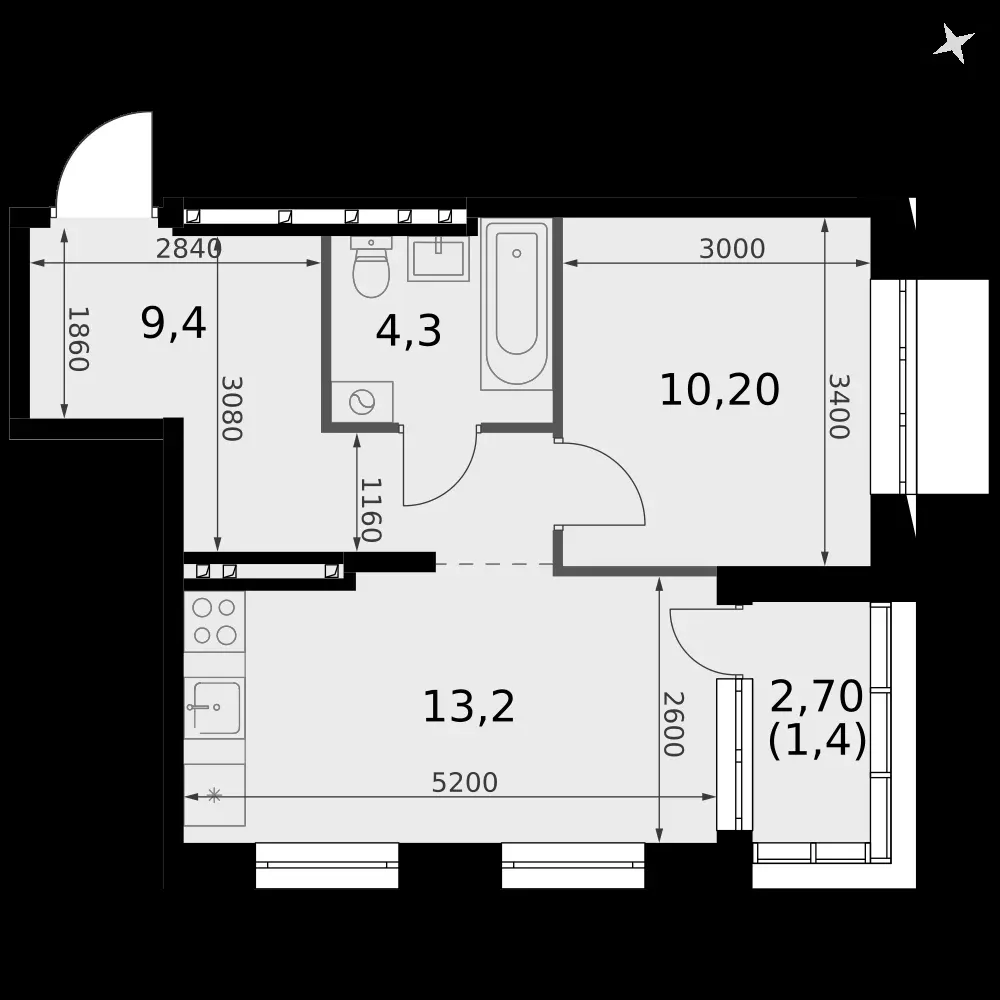 1-комнатная, 38,5 м² — 6 262 052 ₽