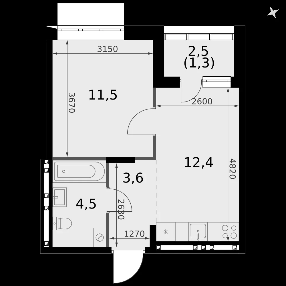 1-комнатная, 33,1 м² — 5 078 599 ₽