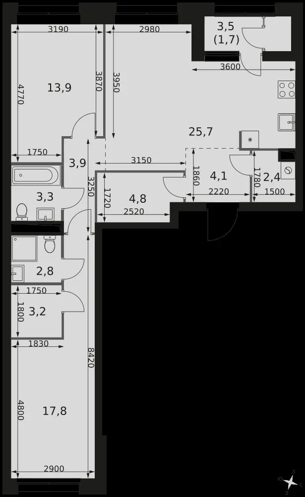3-комнатная, 83,6 м² — 27 126 528 ₽