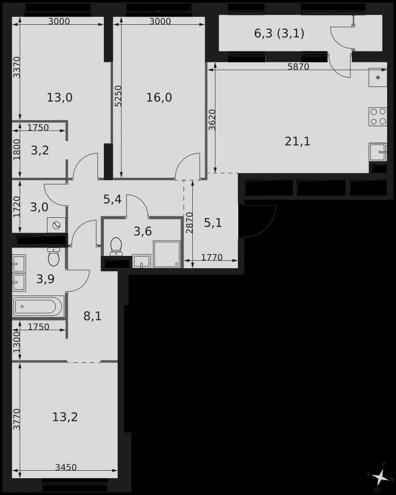 4-комнатная, 98,7 м² — 32 168 304 ₽