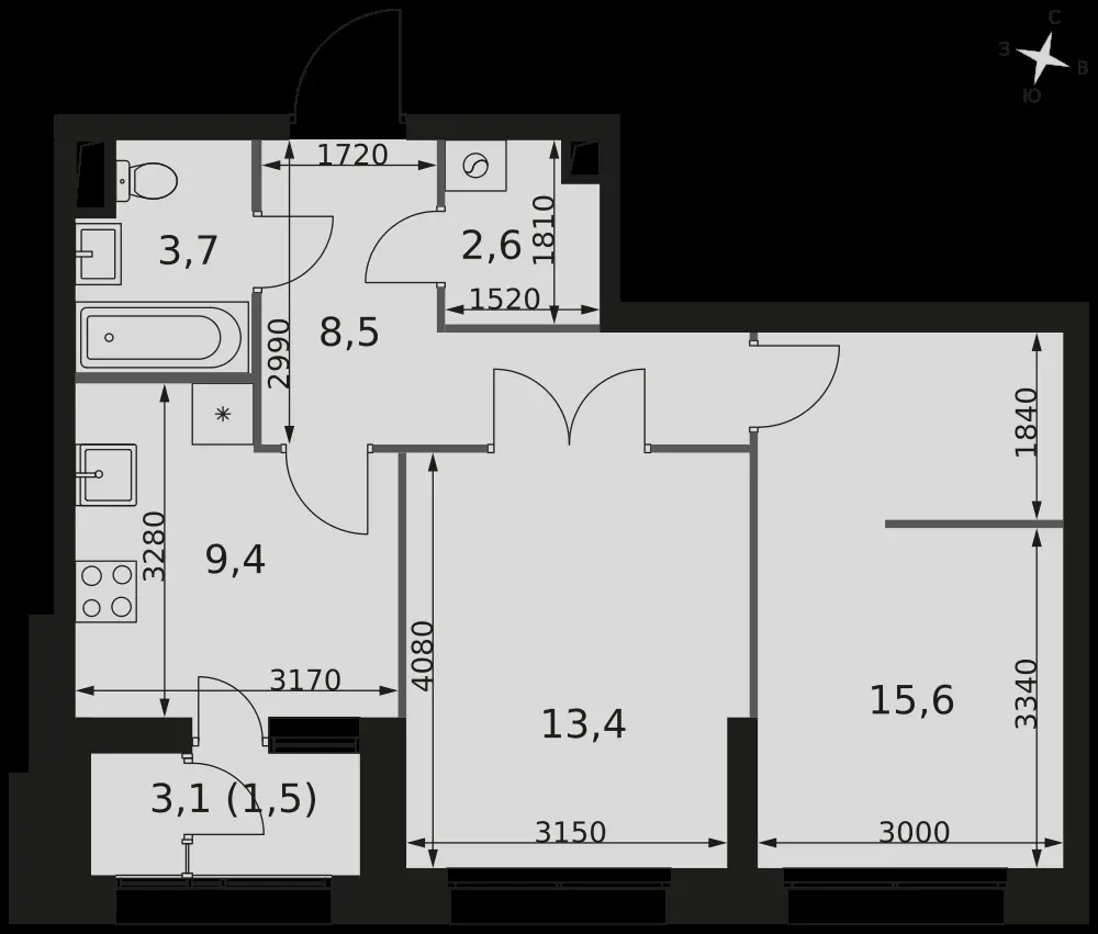 2-комнатная, 54,7 м² — 28 531 520 ₽