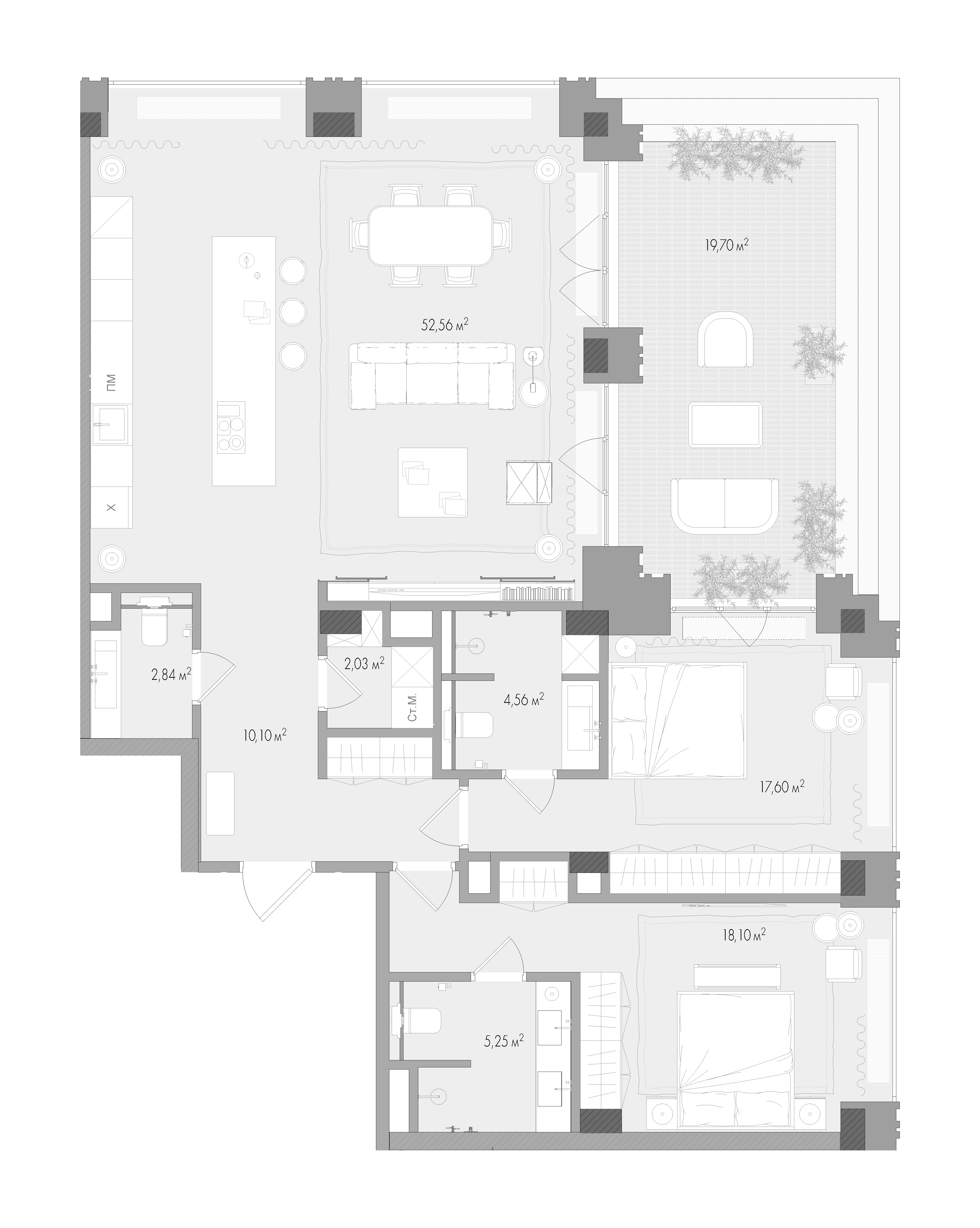 2-комнатная, 121,8 м² — 274 415 400 ₽