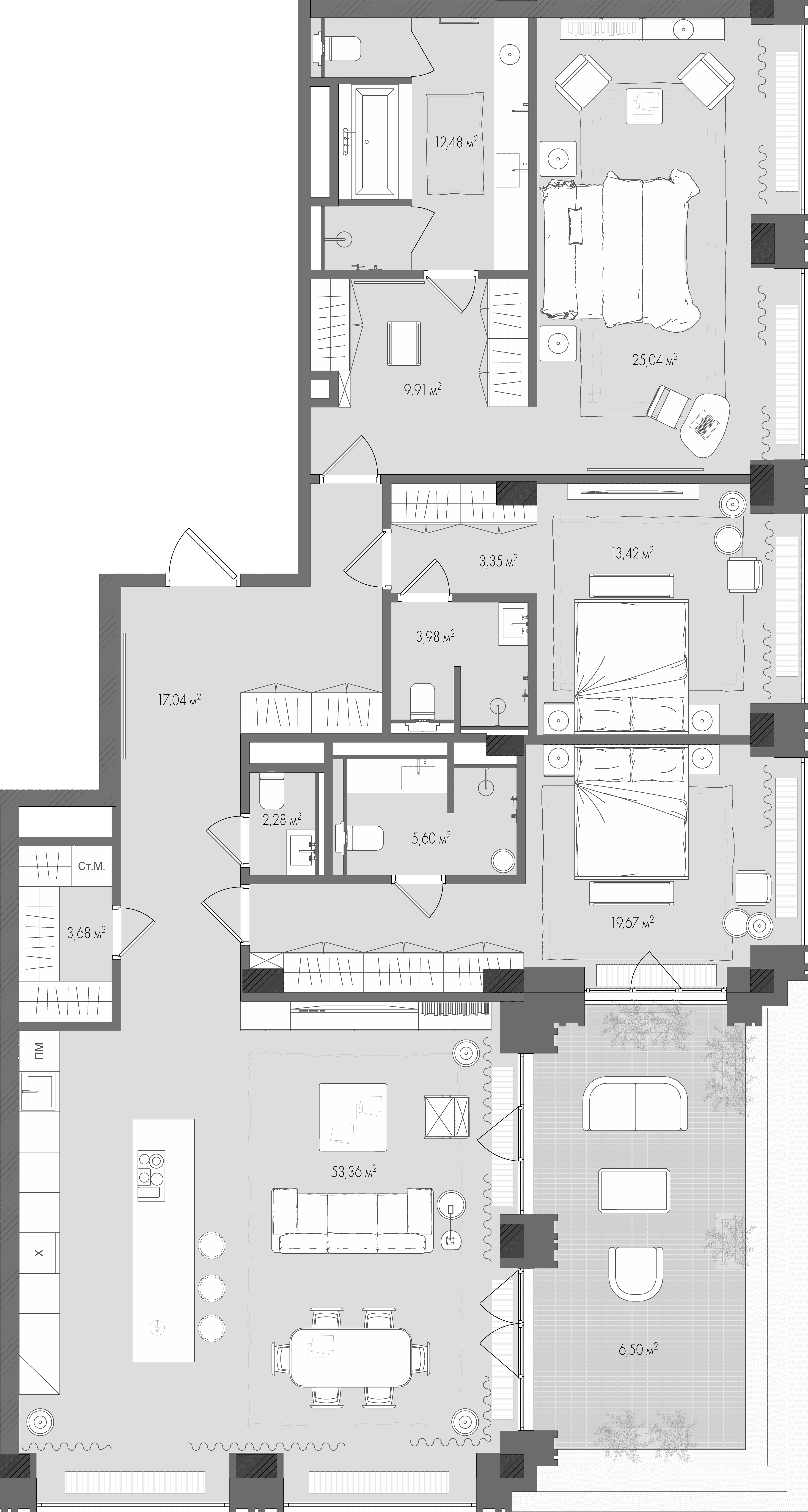3-комнатная, 175,9 м² — 444 851 100 ₽