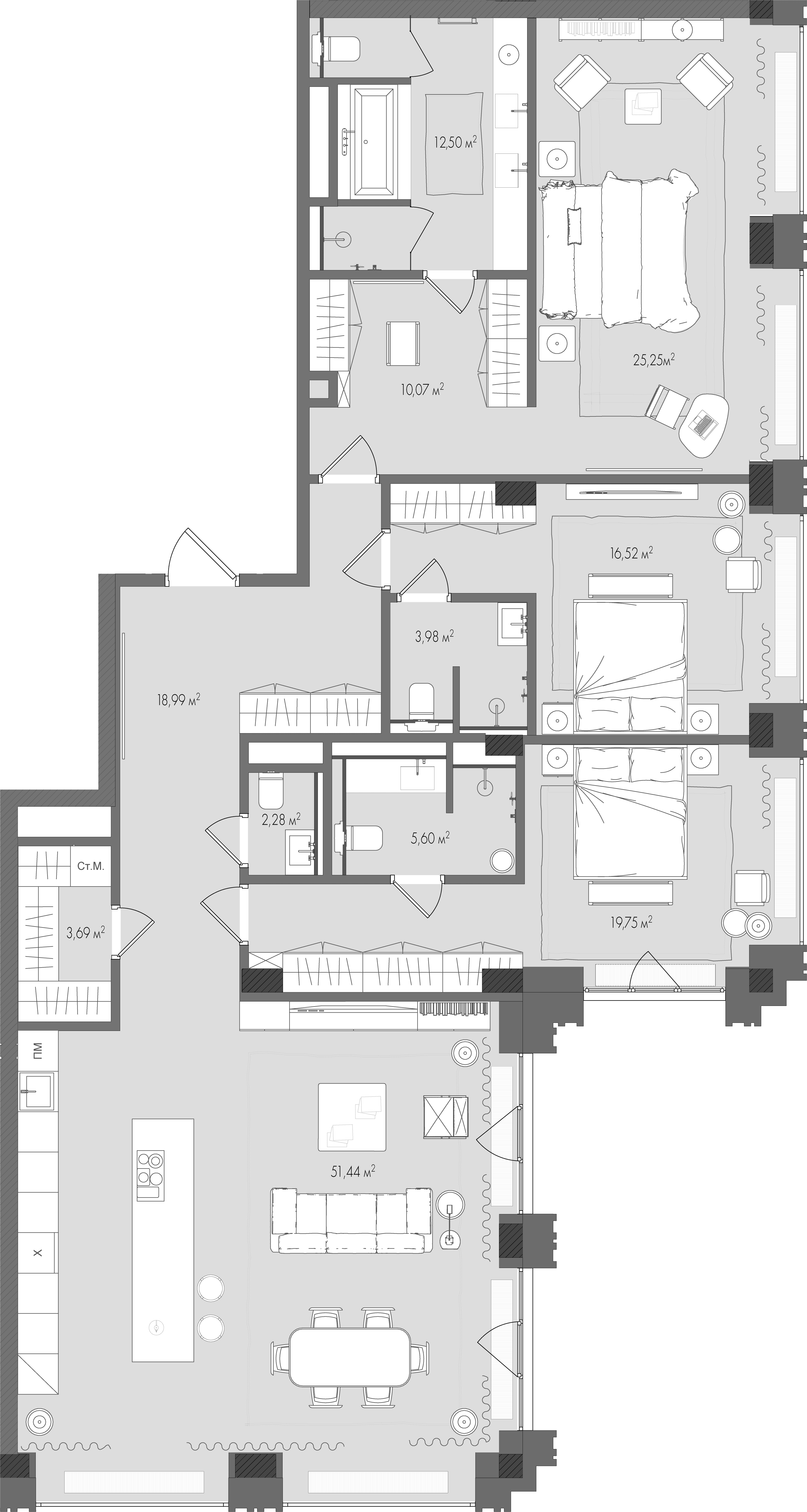3-комнатная, 170,3 м² — 408 038 800 ₽