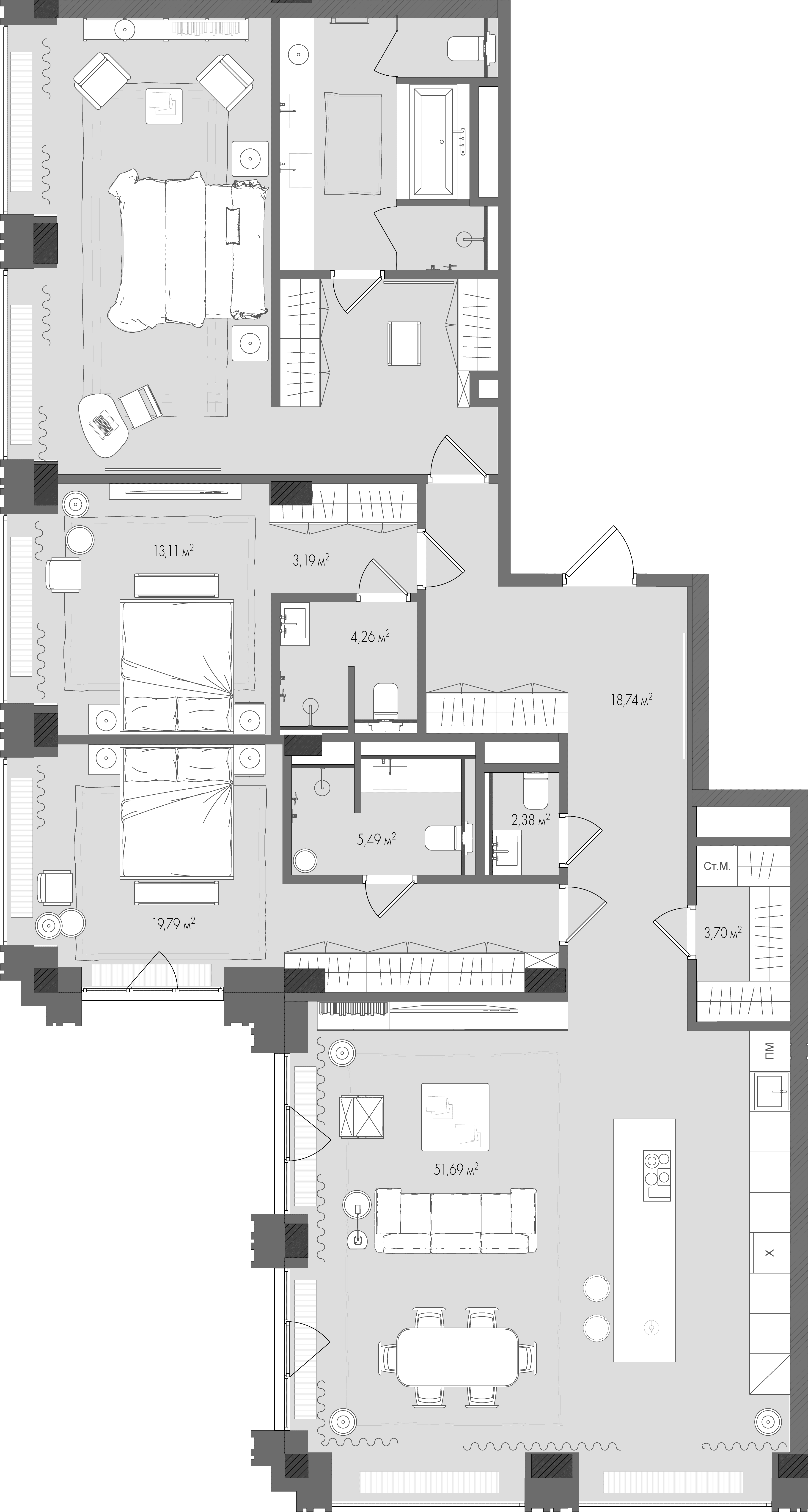 3-комнатная, 169,9 м² — 453 802 900 ₽