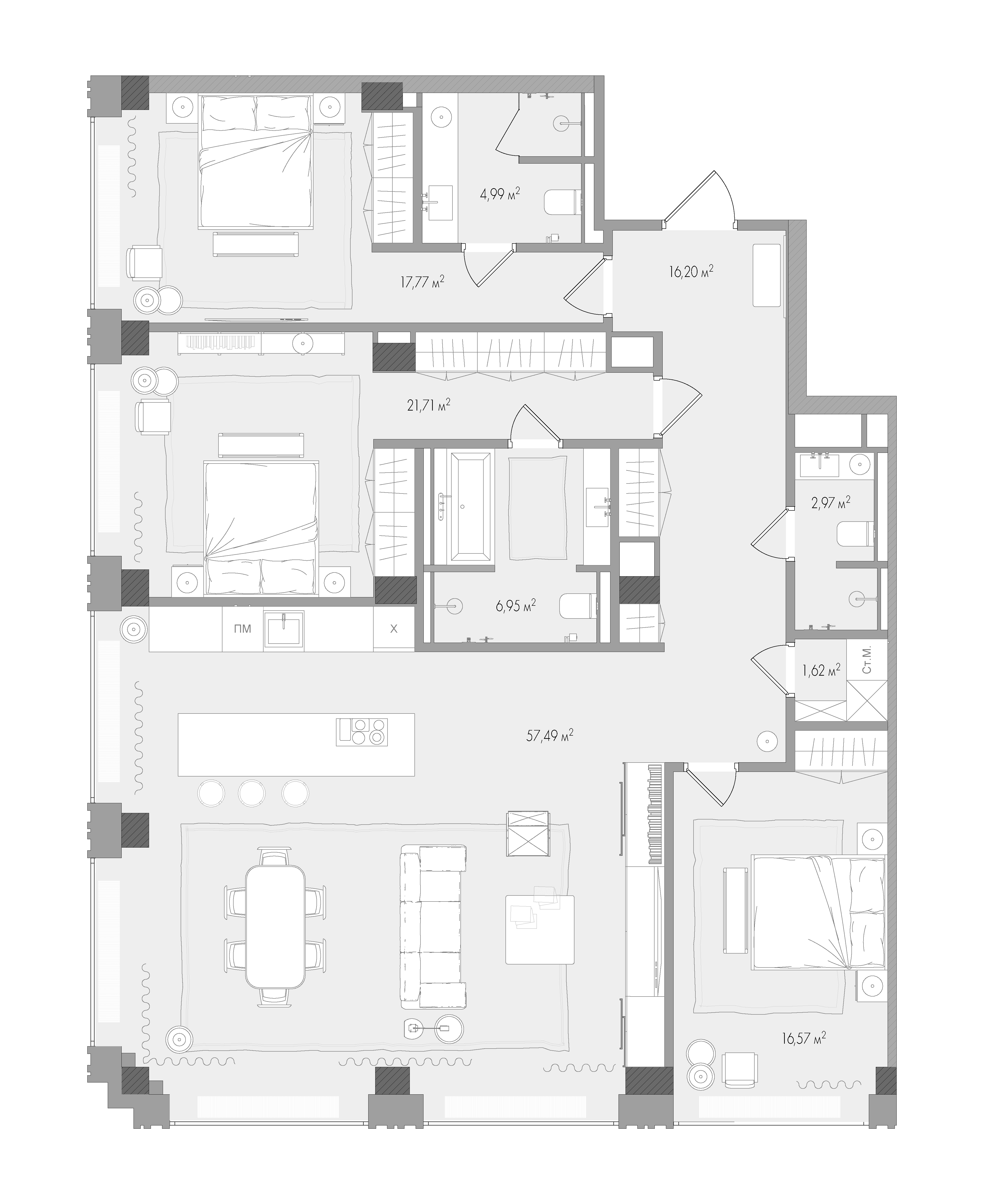 3-комнатная, 148,4 м² — 318 169 600 ₽