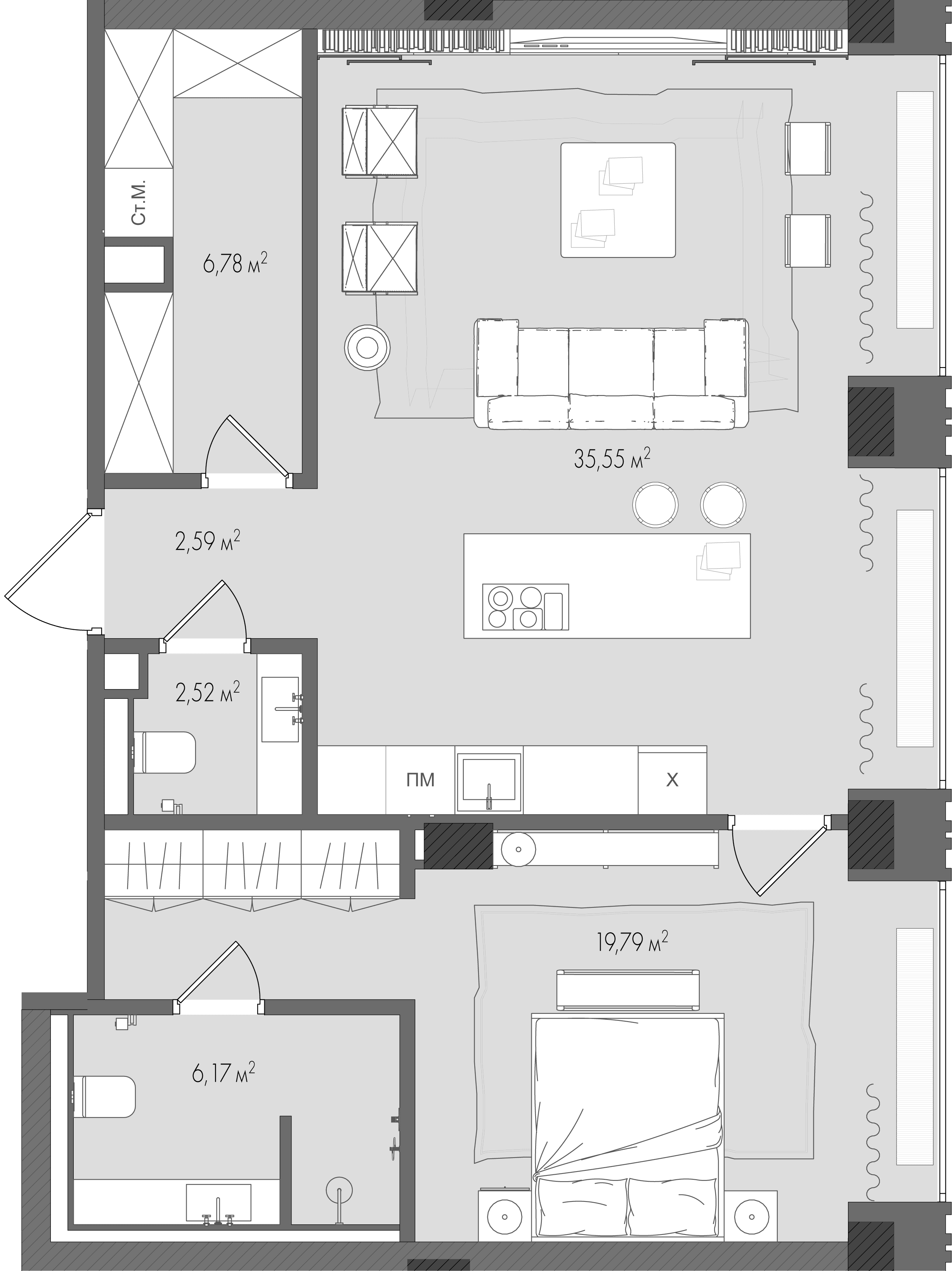 1-комнатная, 73,4 м² — 153 773 000 ₽