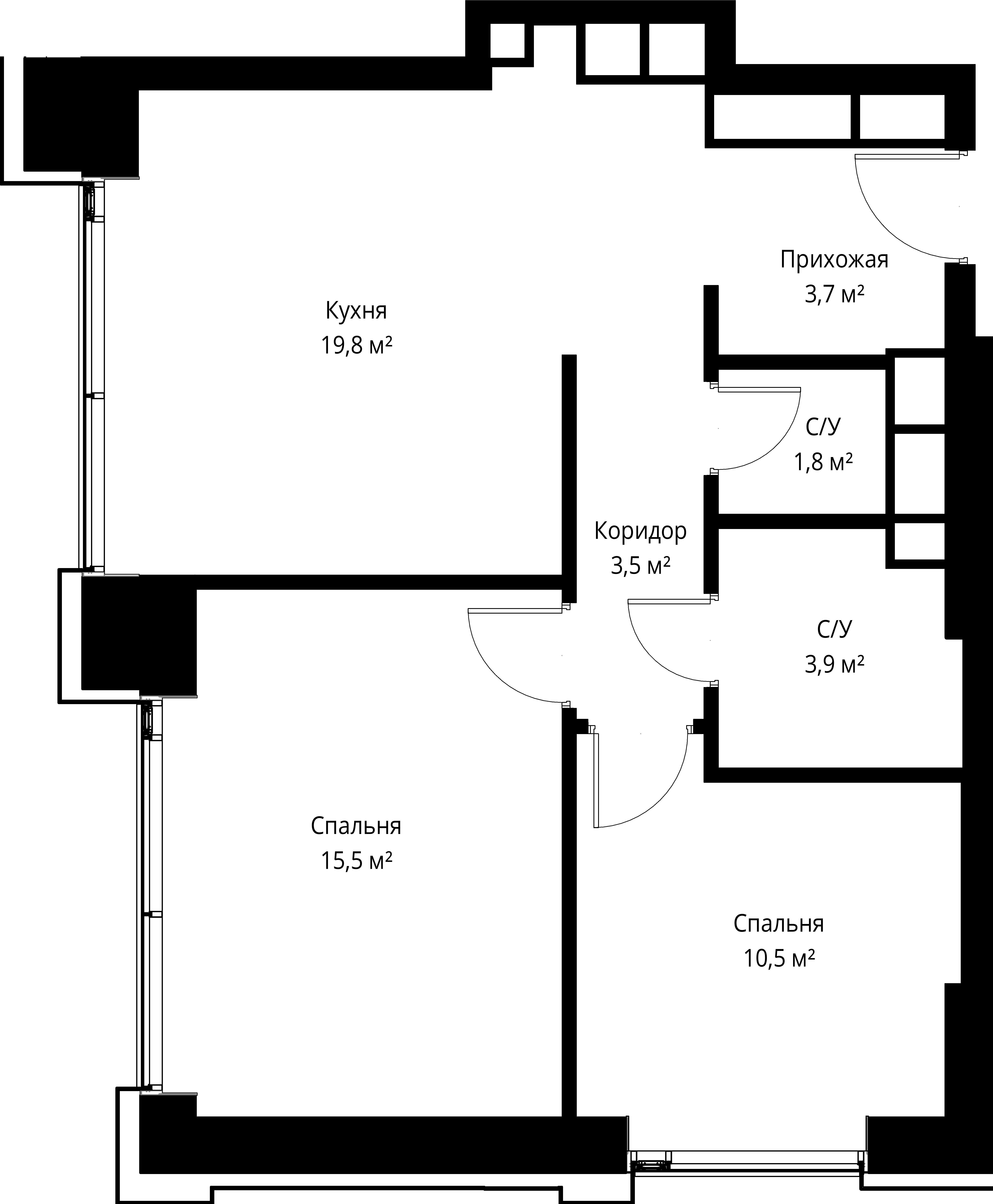 2-комнатная, 58,7 м² — 30 842 682 ₽