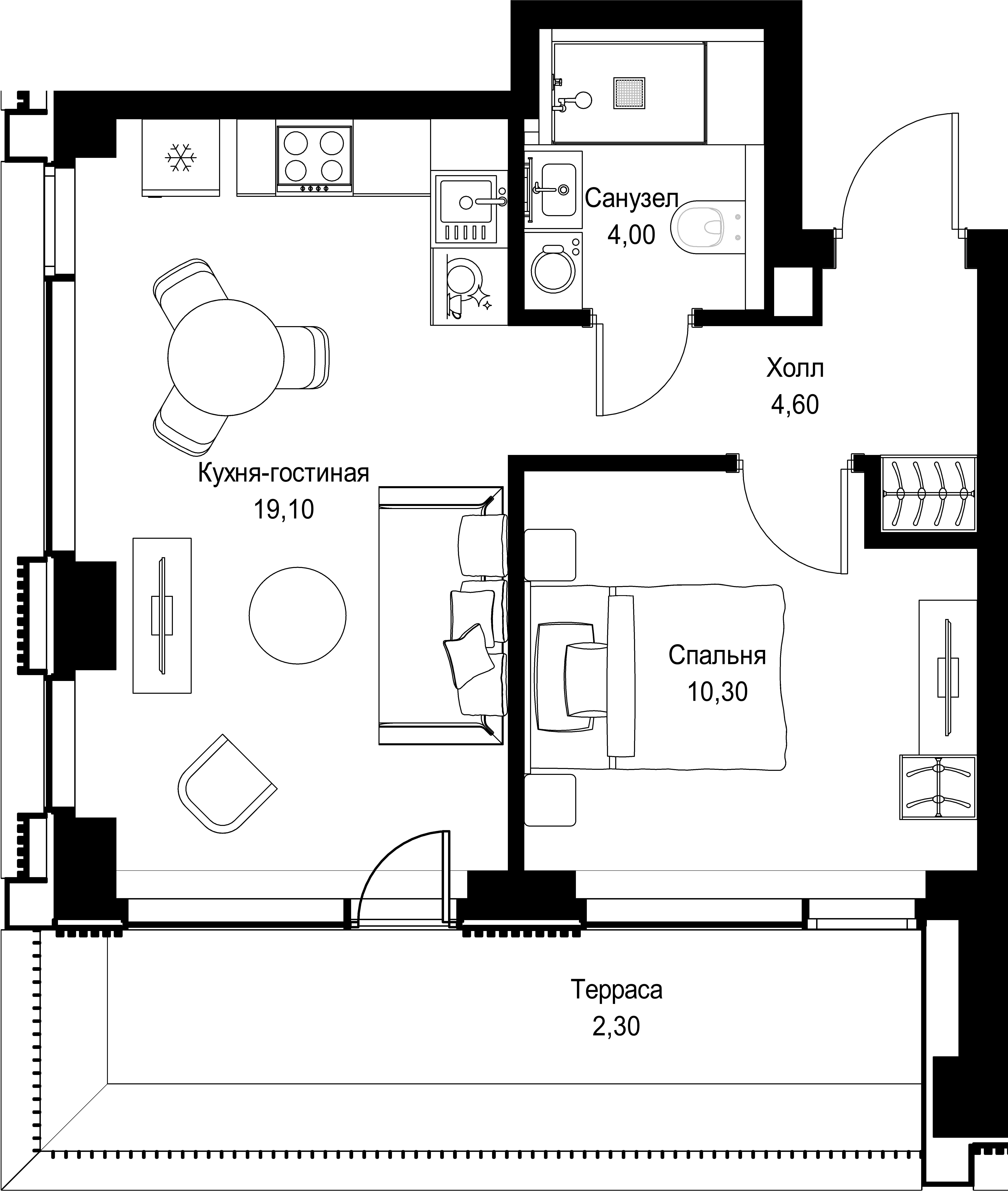 1-комнатная, 40,3 м² — 25 279 585 ₽